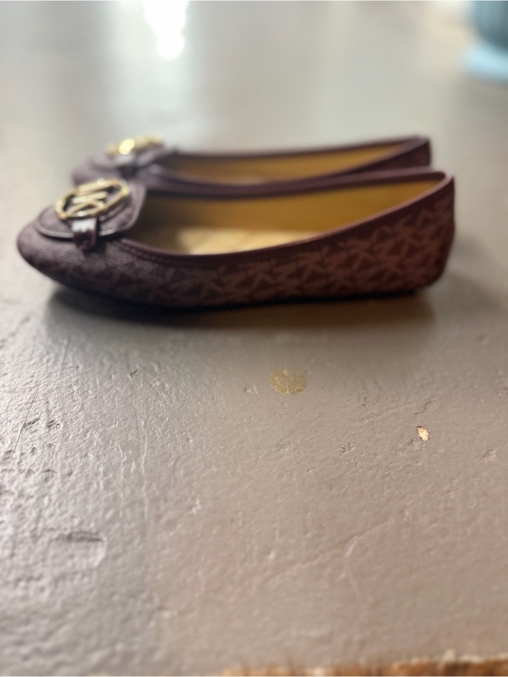 Michael Kors Women's Burgundy MK Metal-Embellished Loafers - Picture 3 of 4